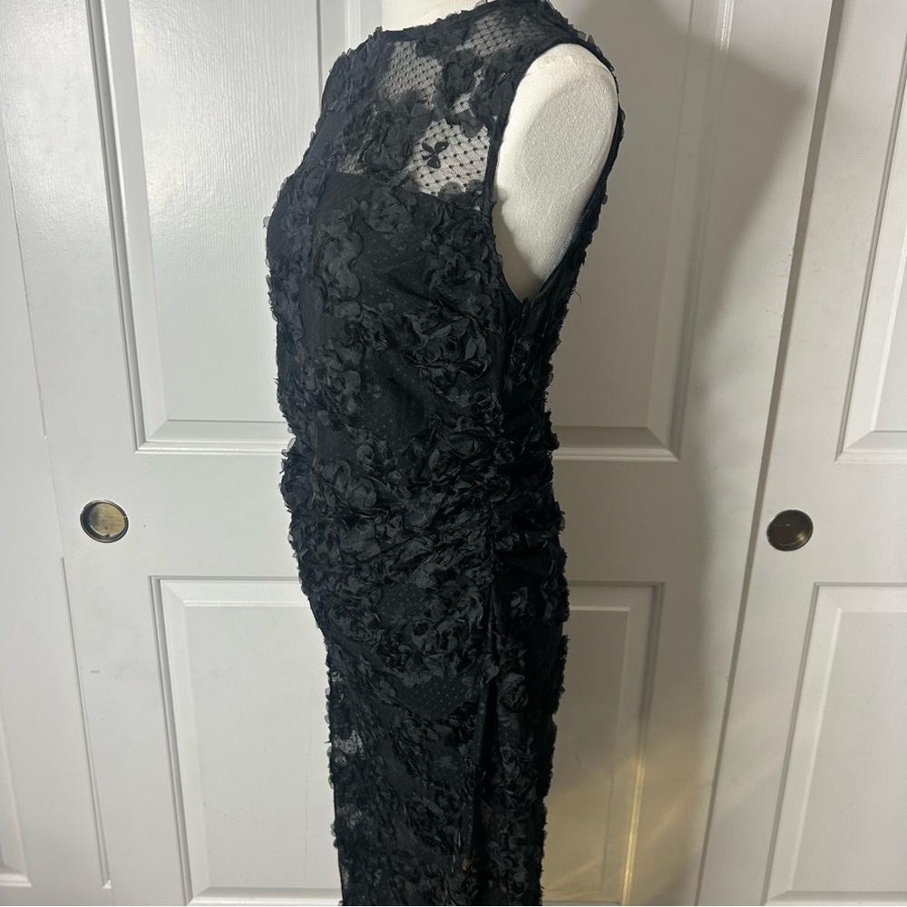 NWT (size 10) Lipsy Black 3d Floral Mesh Midaxi Bodycon Dress - Picture 6 of 10